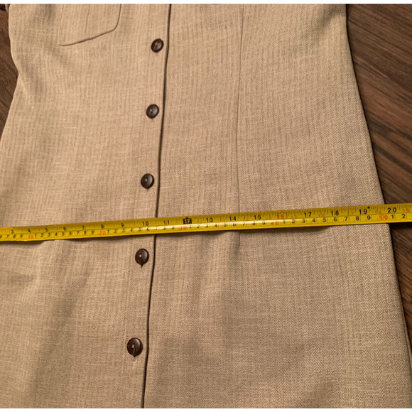 VINTAGE Plaza South Midi Dress Womens Petite 10P Beige Button Down Secretary - Picture 11 of 13
